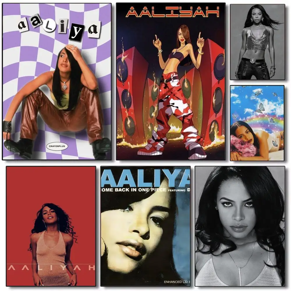 Фото Постер с изображением певицы A-Aaliyah, HD-качество, наклейка на стену, водонепроницаемая, для дома, гостиной, спальни, бара, эстетическое украшение №1