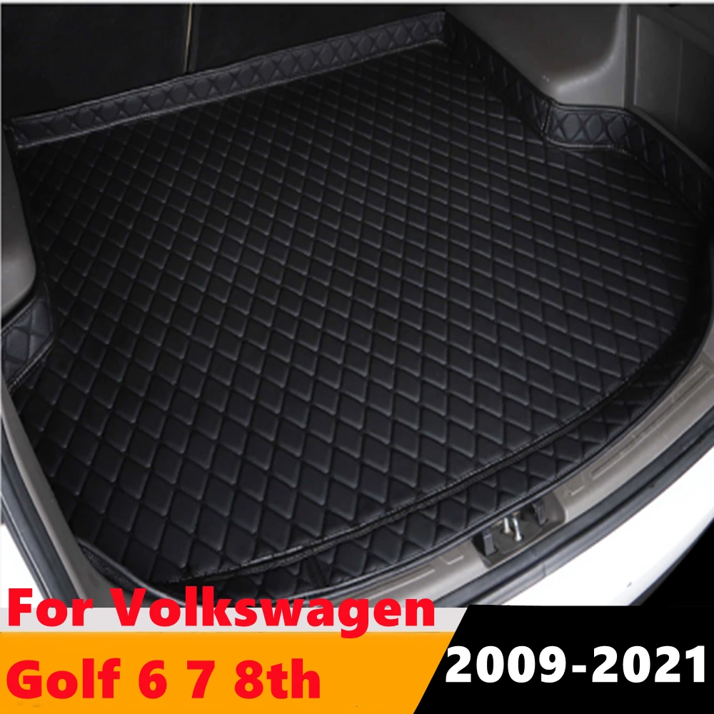 Sinjayer Car Trunk Mat ALL Weather Tail Boot Luggage Pad Carpet High Side Cargo Liner For Volkswagen VW GOLF 6 7 8TH 2009-2021