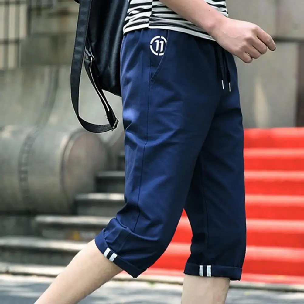 

Men Shorts Casual Bow Straight Shorts All Match Korean Style Men Cropped Pants