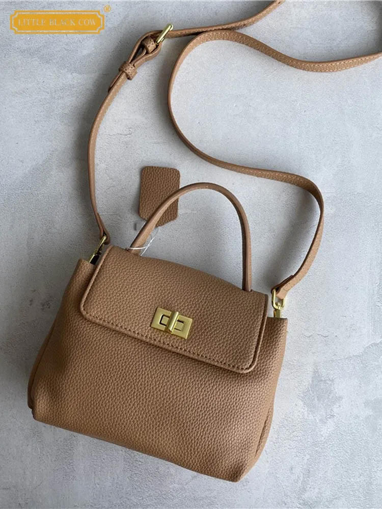 

Office Ladies Small Totes Handbag New Fashion Soft Cow Split Leather Women Single Crossbody Bags Vintage Shoulder Messenger Bag
