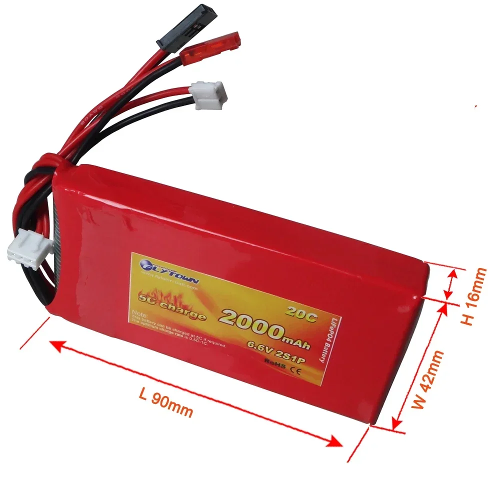 Flytown Nano-tech 2000 мАч 2S1P 6 В 20 ~ 40C LiFePo4 Аккумулятор для передатчика TX Pack Разъемы Futaba JST