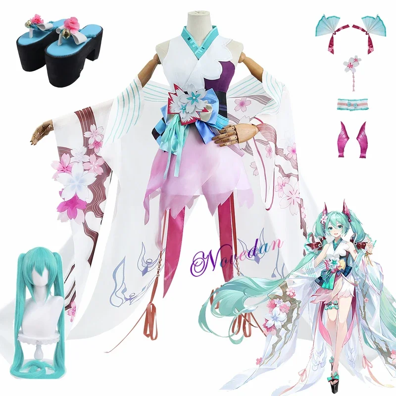 SSR Onmyoji ролевая игра Collab x Miku кимоно юката наряд парик обувь аниме Вечеринка