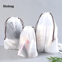 stobag frosted drawstring bags transparent shoes organizer clothes packaging storage travel pocket portable clear pouches home