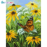 gatyztory oil painting by number flower butterfly drawing on canvas diy pictures by numbers flower kits hand painted paintings a