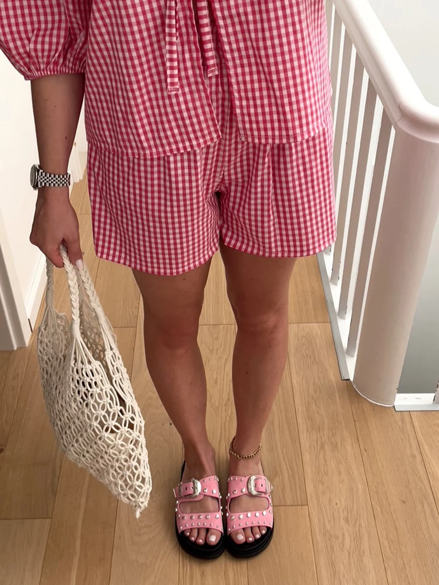 Женский пижамный комплект Y2k рубашка с баской и шорты из 2 предметов топ пышными