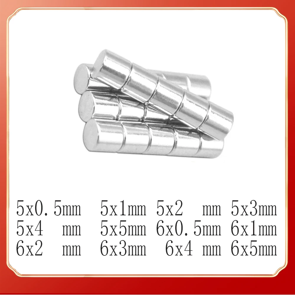 

Магниты круглые 5x1 мм, 6x2 мм