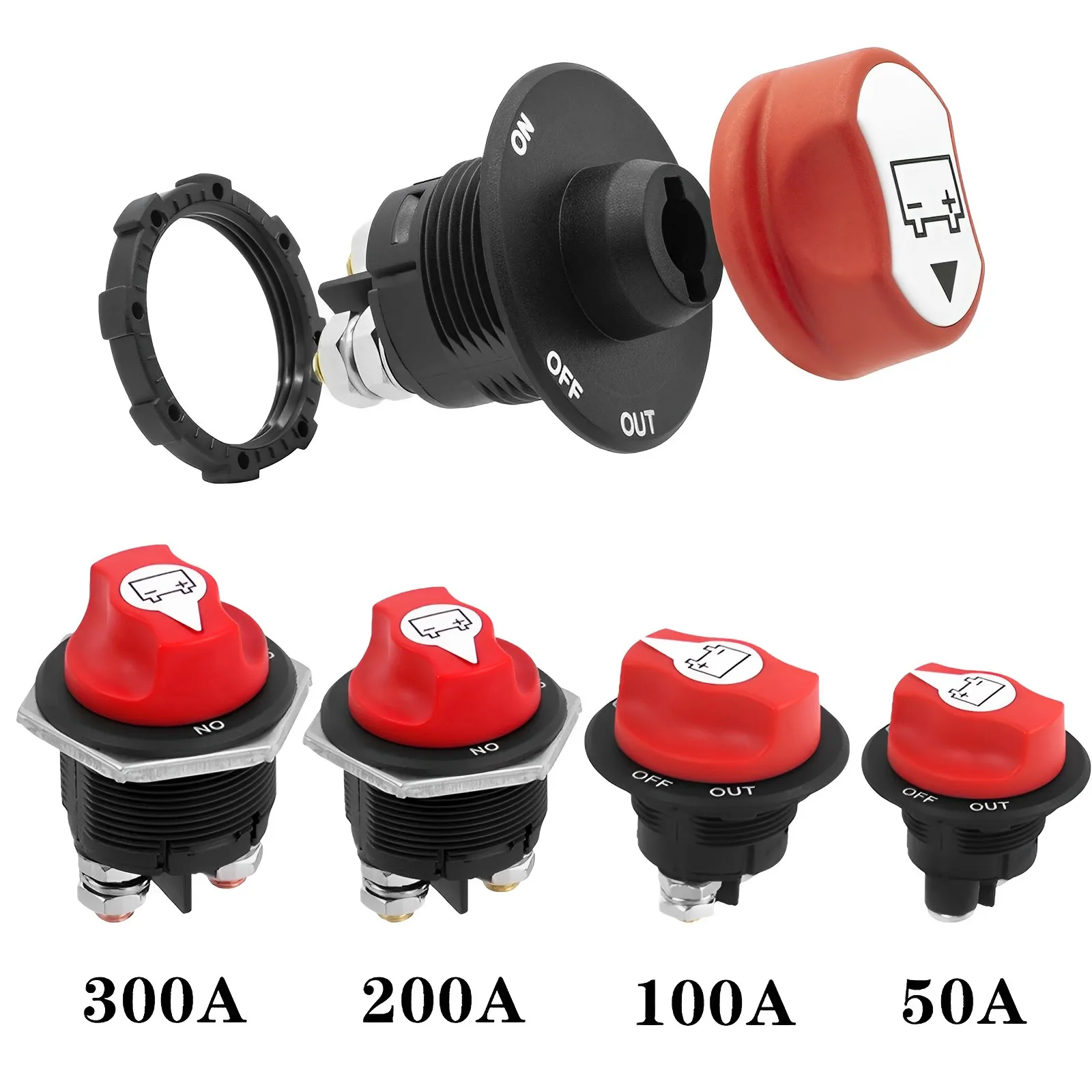 

50/300A Battery Power-off Switch Rotary Disconnect Safe Cut Off Power Disconnecter for Auto Truck Motorcycle Boat Power Isolator