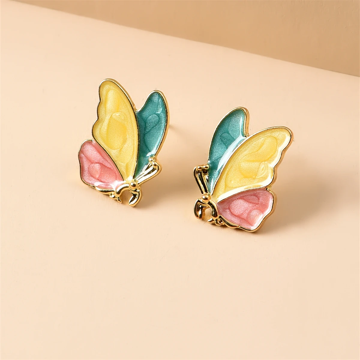 

2022 New Product Hit Color Drip Glaze Butterfly Wings Earrings Women Simple and Small Earrings Earrings Stud Pendientes