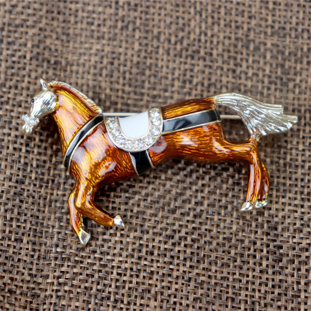 

1pc Brooch Pin Breastpin Clothes Pin Ancient Court Style Enamel Dripping Oil Inlaid Diamond War Horses Style for Friends