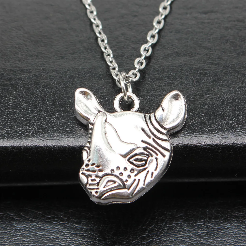 

Fashion Simple Vintage Antique Silver Color 21x20mm Rhinoceros Pendant Necklace For Women