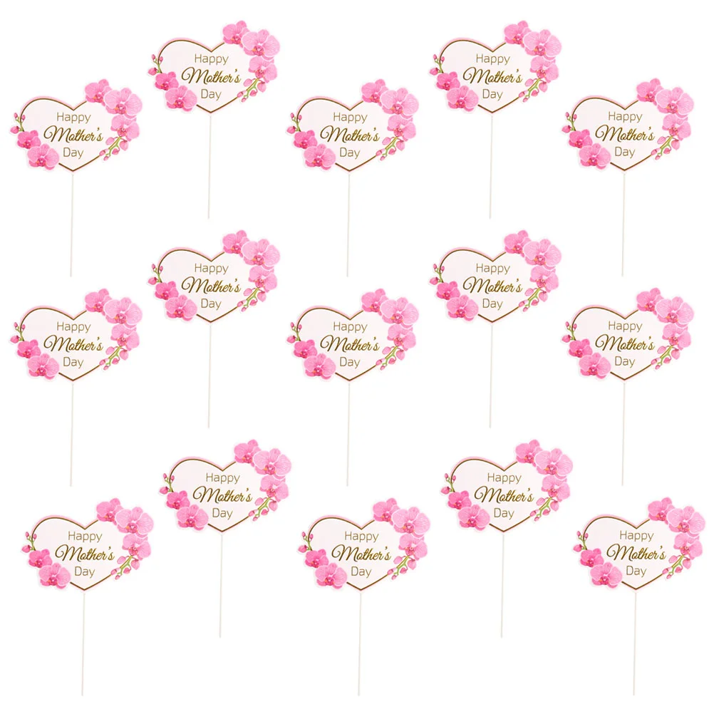 

20Pcs Mother's Day Mom Birthday Flower Cupcake Pick Mothers Party Supplies Letter Paper