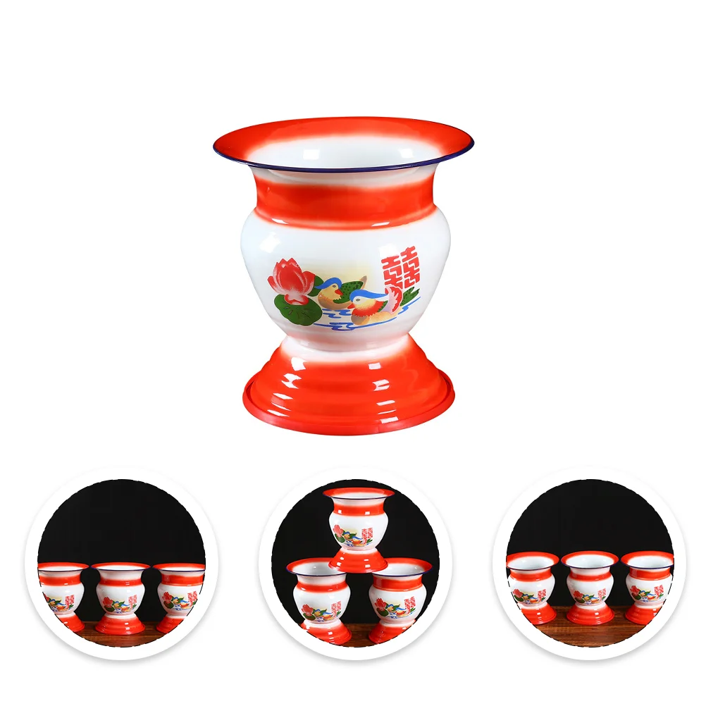 

1Pc Tall Enamel Spittoon High Foot Adult Urinal Pail Pot Urinal Container