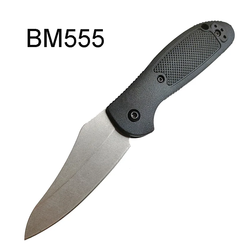 

BM 555 AXIS Folding Knife 440C Stone Wash Finish Sharp Blade Nylon Fiber Handle Hunting Rescue Survival Pocket Tactical EDC Tool