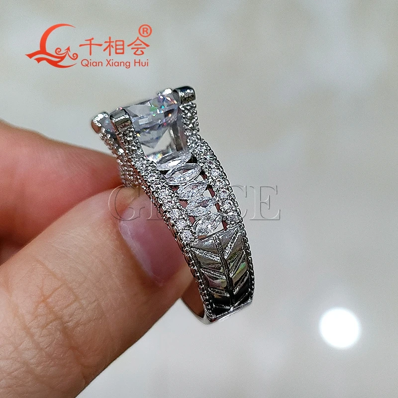 4ct 10mm round Moissanite half marquise Eternity Band Ring Men Sterling 925 Silver Diamonds Engagement  Male Wedding Jewelry