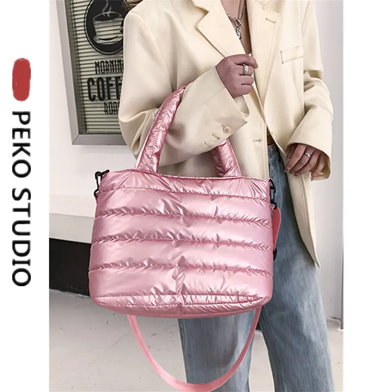 

Повседневная женская мягкая зимняя вместительная сумка, Женская вместительная пуховая сумка, сумка на плечо с хлопковой подкладкой, Рождес...