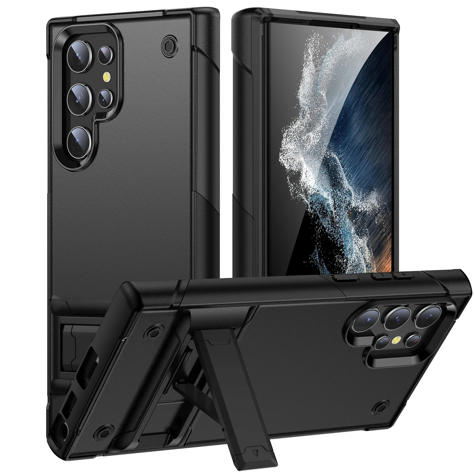 

For Samsung Galaxy S21FE S22 S23ULTRA S10 S20FE A13 A14 A54 A33 A53 A73 A12 A52 Heavy Duty Armor Shockproof Kickstand Phone Case