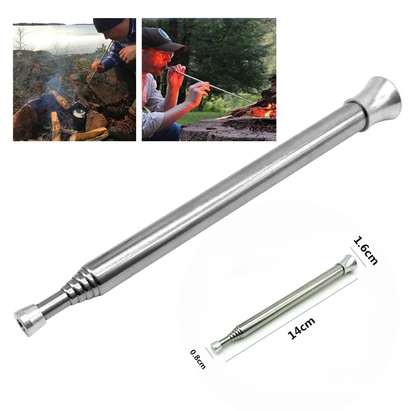 

Outdoor camping Blow Fire Tube Blowpipe Retractable High Effective Tiny Beach Garden Tool Camping Equipment Blowing Fire Stick