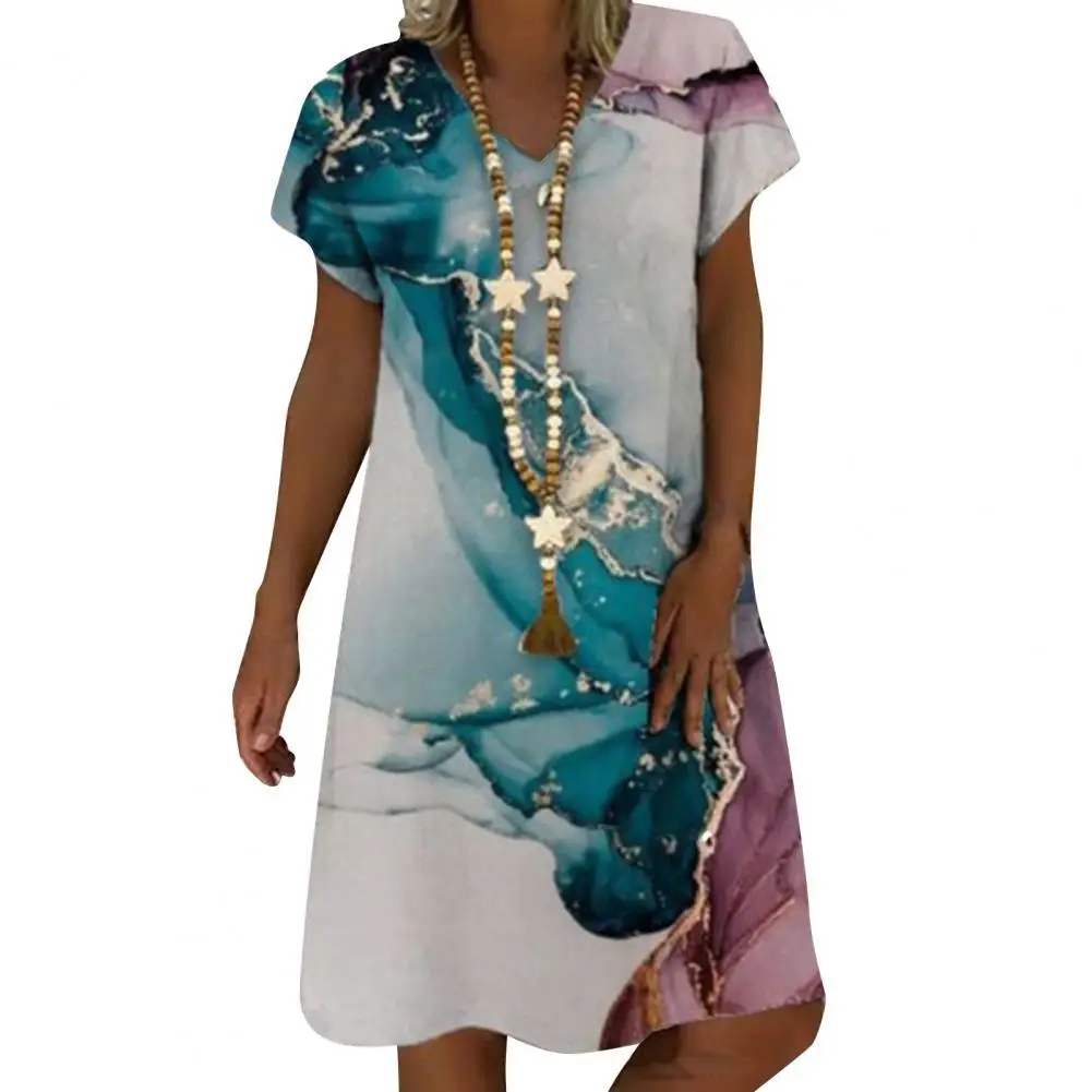 

Stretchy Breathable Women 3D Flame Print Midi Basic Dress Streetwear