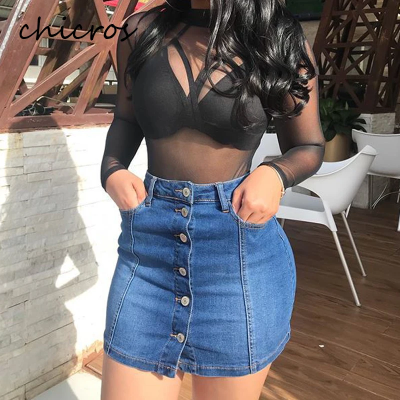 

Летняя Облегающая джинсовая юбка Chicros на пуговицах, женское сексуальное облегающее джинсовое платье, повседневные юбки в стиле High Street