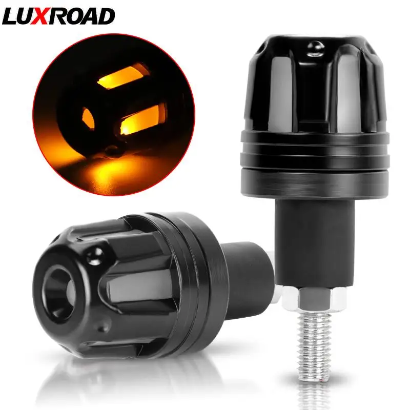 

Motorcycle LED Handle Bar End Blinker Yellow White Grip Plug Turn Signals for 7/8" 22mm Handlebar Moto 16-18mm Sport Street Bike