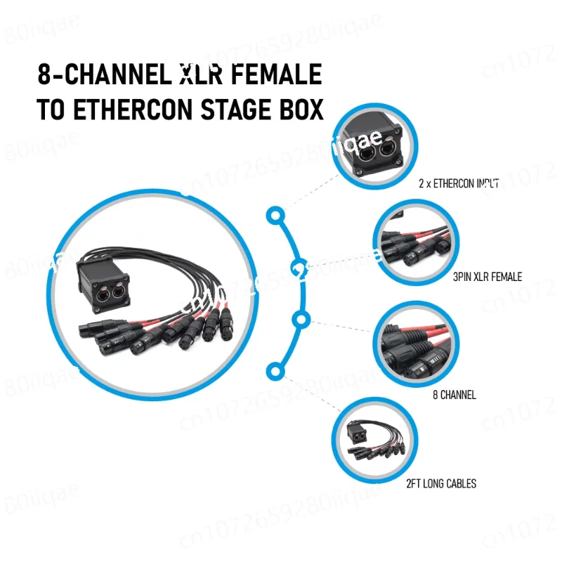 XLR Audio Snake 8-канальный 3-контактный 2 шт. RJ45 Многосетевой прорыв для сцены и