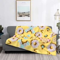 3d printed cute dessert pattern blanket glazed donut plush blanket airplane travel personalized soft warm bed cover