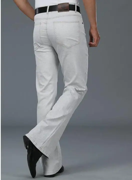 Мужские бежевые свободные джинсы модные джинсовые брюки для мужчин повседневные