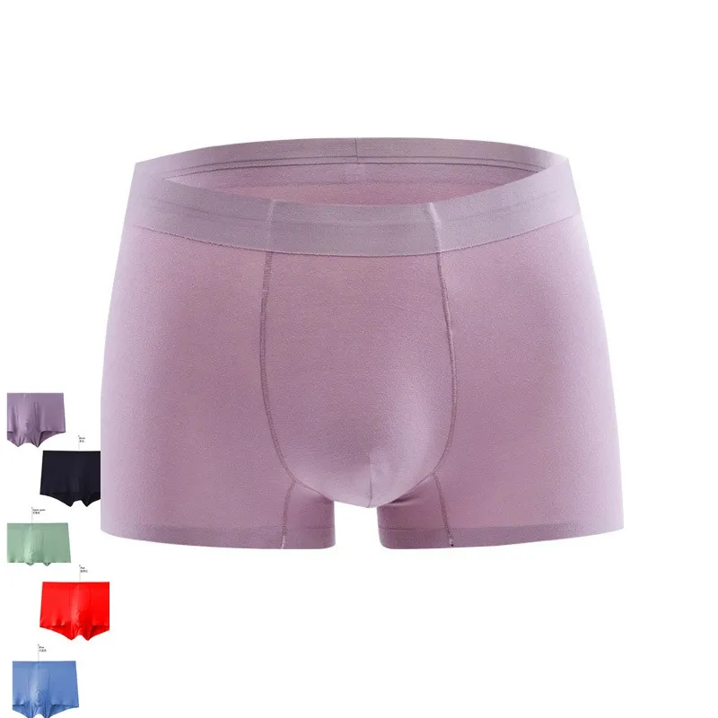 

2PCS Men Modal Underwear Green Blue Comfortable Ice Silk Breathable Chiffon Pants Large Size Middle Waist Traceless XXXXL Boxers