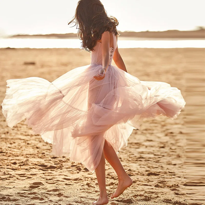 Fashionable and Elegant Medium Length Princess Dress High Waist Reversible Yarn Sexy Party dress Bridesmaid Prom Dresses Host