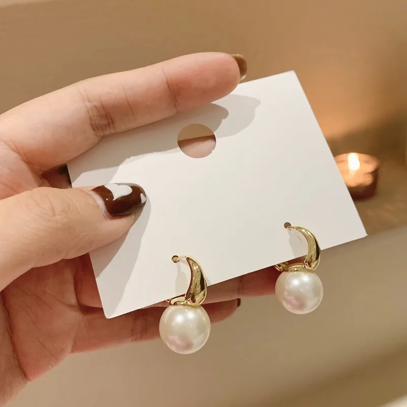 

2022 New Fashion Sweet Fresh Lovely Drop Earrings Contracted Fine Pearl Trend Joker Geometric Women Dangle Earrings Jewelry