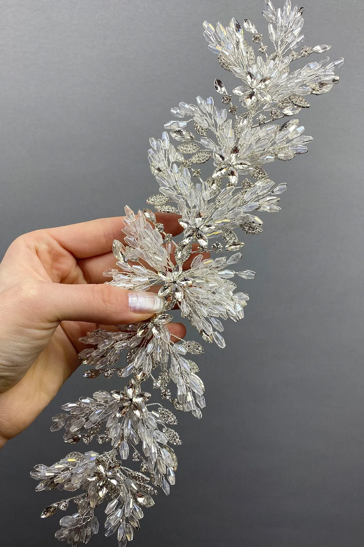 

Silver Arden Beaded Bridal Tiara Headband Accessory