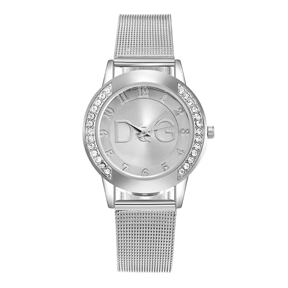 

Fashion Luxury Famous DQG Brand Waterproof Watch For Women Silver Alloy Band Ladies Wings Diamond Digital Quartz Watches Montre