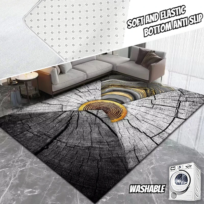 

Трехмерный текстурный ковер с принтом дерева и пенька, большие коврики для дома, гостиной, 160x230 см, декор комнаты, спальни, нескользящий коврик