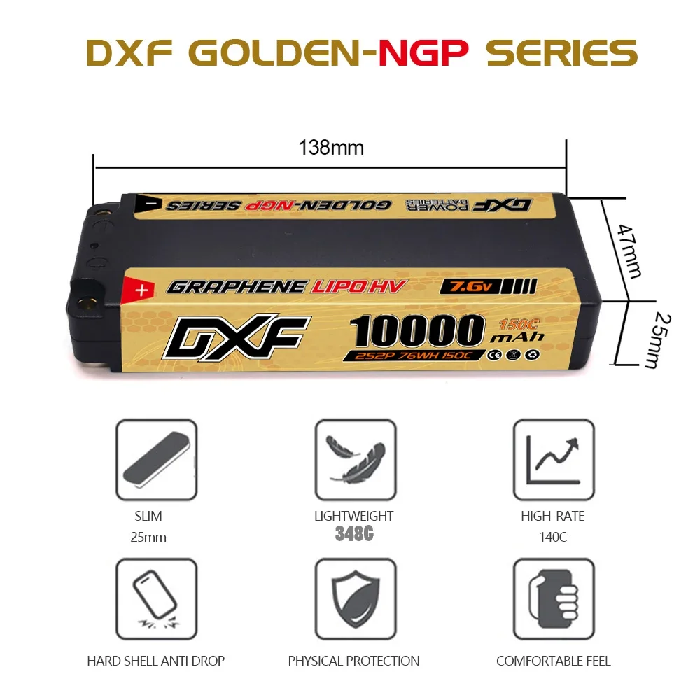 Фото DXF 2S Lipo Батарея 10000 мАч 7,6 В 150C 5 мм Твердый футляр с Твердотельным разъемом для 1/10 Багги Трюги Внедорожная лодка Грузовик Грузовик Гонки Вертолет №2
