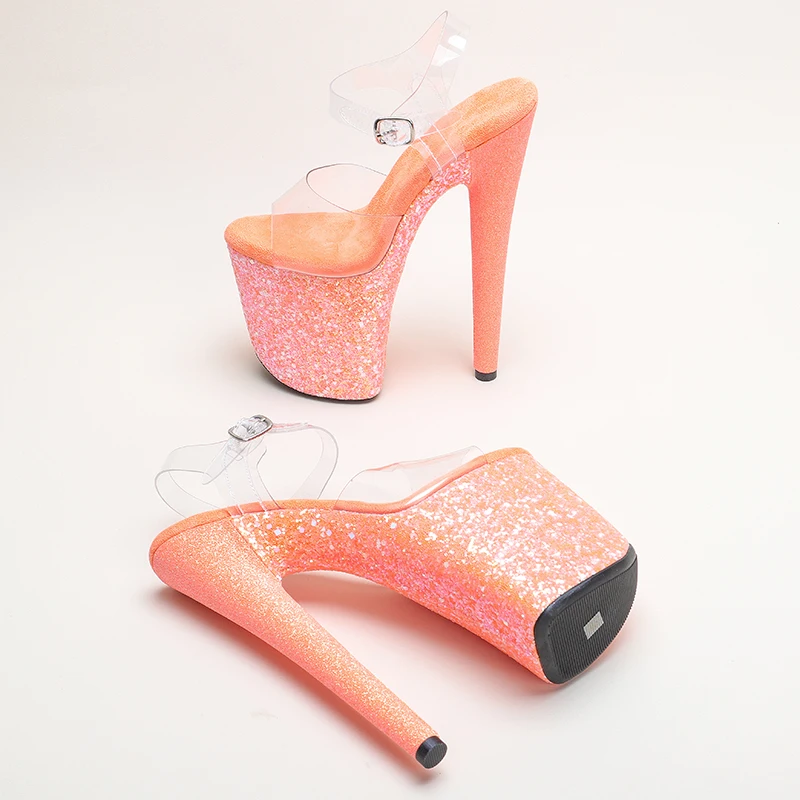 Leecabe 20cm/ 8inches   PVC upper  fashion sexy Glitter  platform high heel   sandals  pole dance shoes