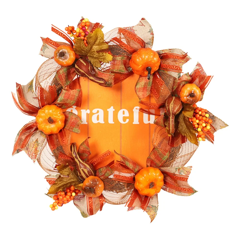 

Искусственная гирлянда, 15,7 дюйма, с ягодами, тыквой, кленовыми листьями