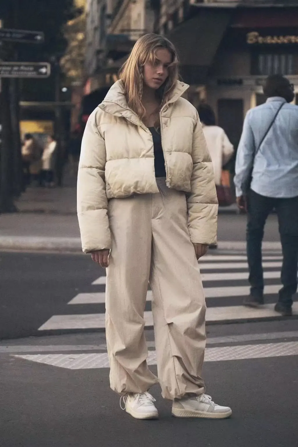 MOLAN Beige Woman Padded Jacket Warm New Fashion Stand Collar Short Coat High Street Female Vintage Chic Outwear Top