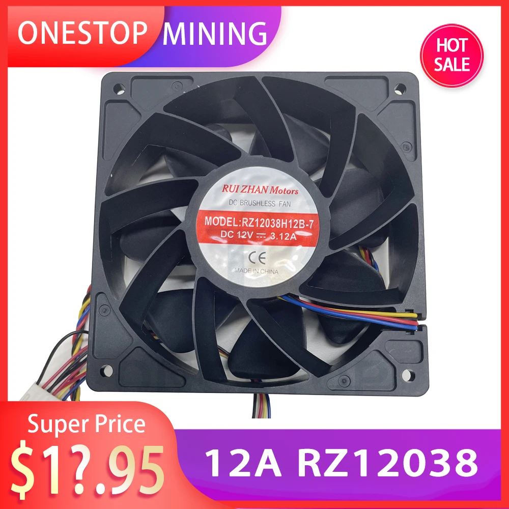 

6500RPM 12V 3.12A R12038 4Pin 6Pin Cooling Fan For Antminer S19 L3+ L3++ S17 pro T17 S19Pro S19j S19j Pro T19 innosilicon T2T T2