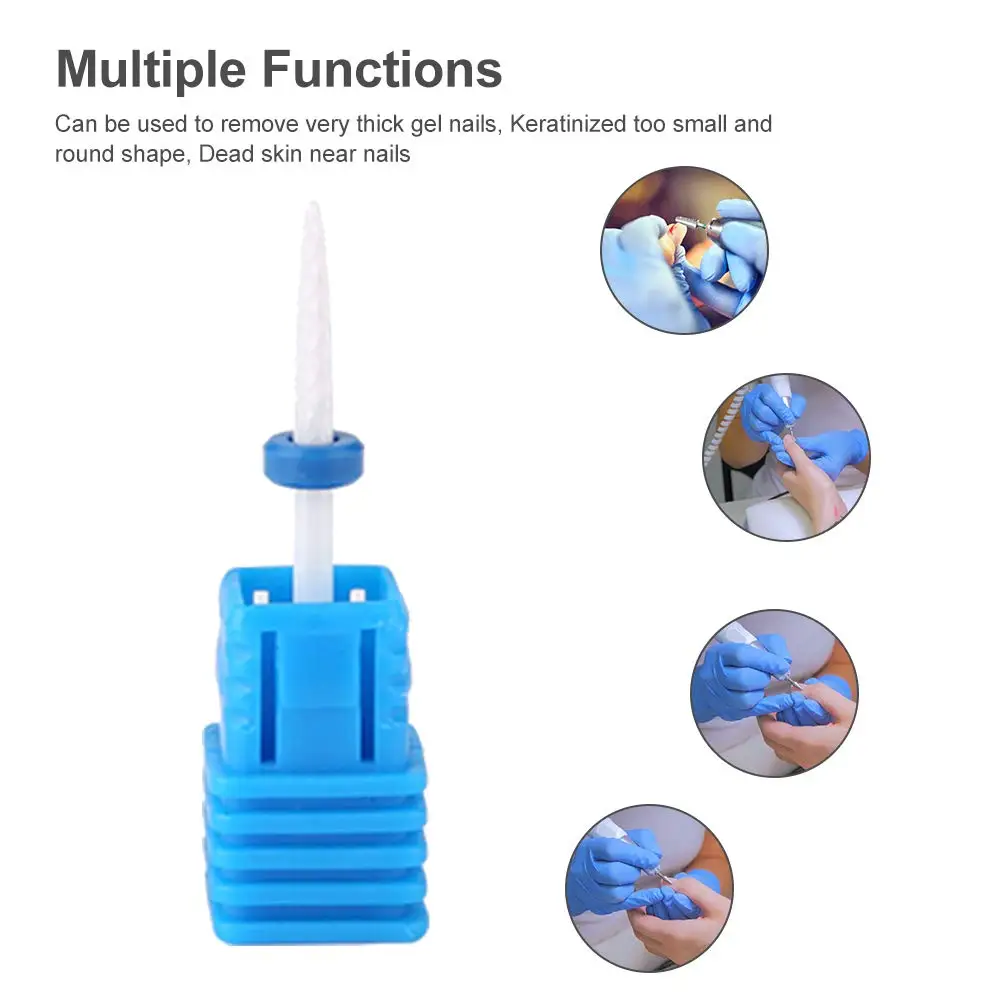 

3/32" White Ceramic Nail Bit Medium Grit Sharp Point Nail Drill Bit for Dremel Machine Safety Cuticle Clean Gel Removal