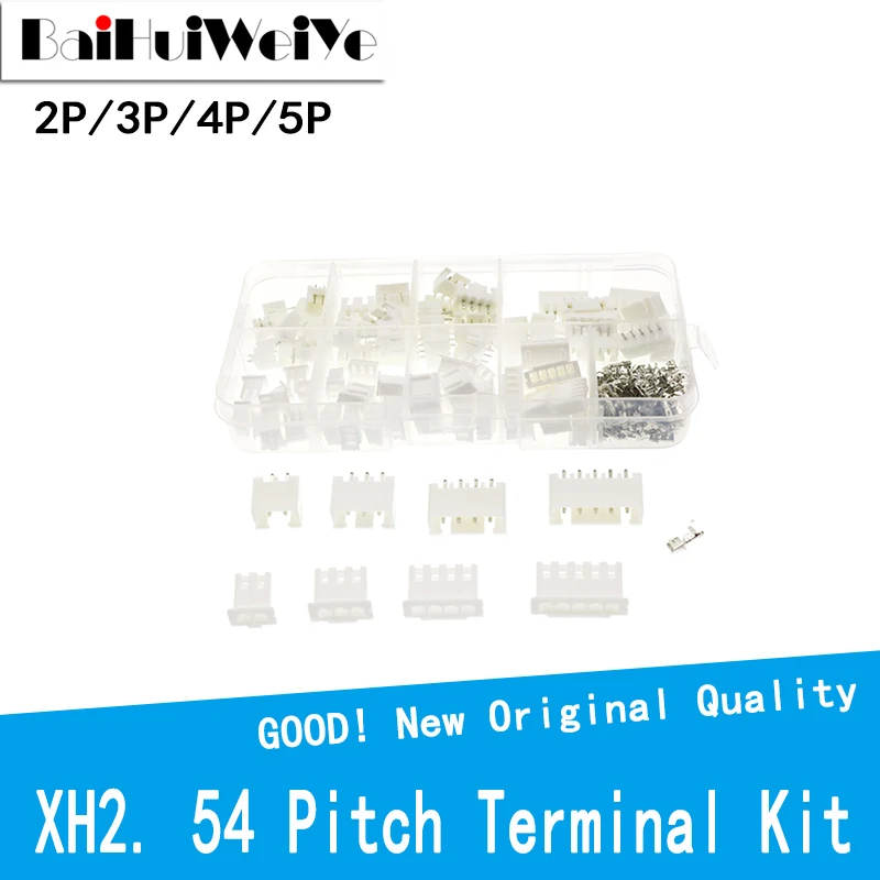 

230Pcs XH2.54 2P 3P 4P 5 Pin 2.54mm Pitch Terminal Kit Housing Pin Header JST Connector Wire Connectors Adaptor XH Kits Box