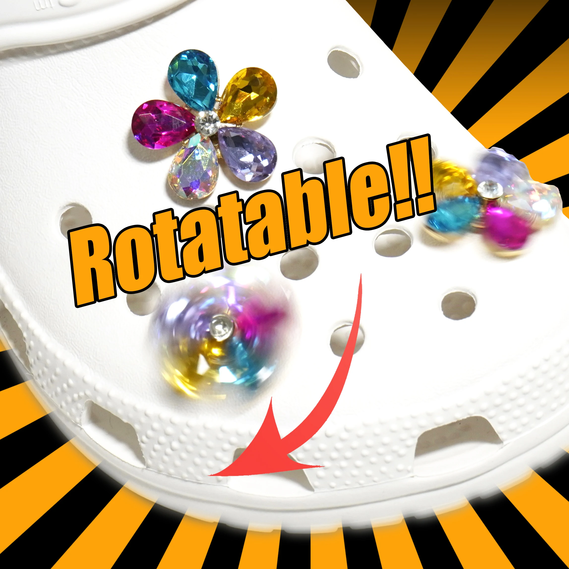 

Rotatable Croc Charms 1Pcs Luxury Designer Shoe Decorations Ornament Pins for Croc Accessories Decoration Wholesale Bulk Jibz