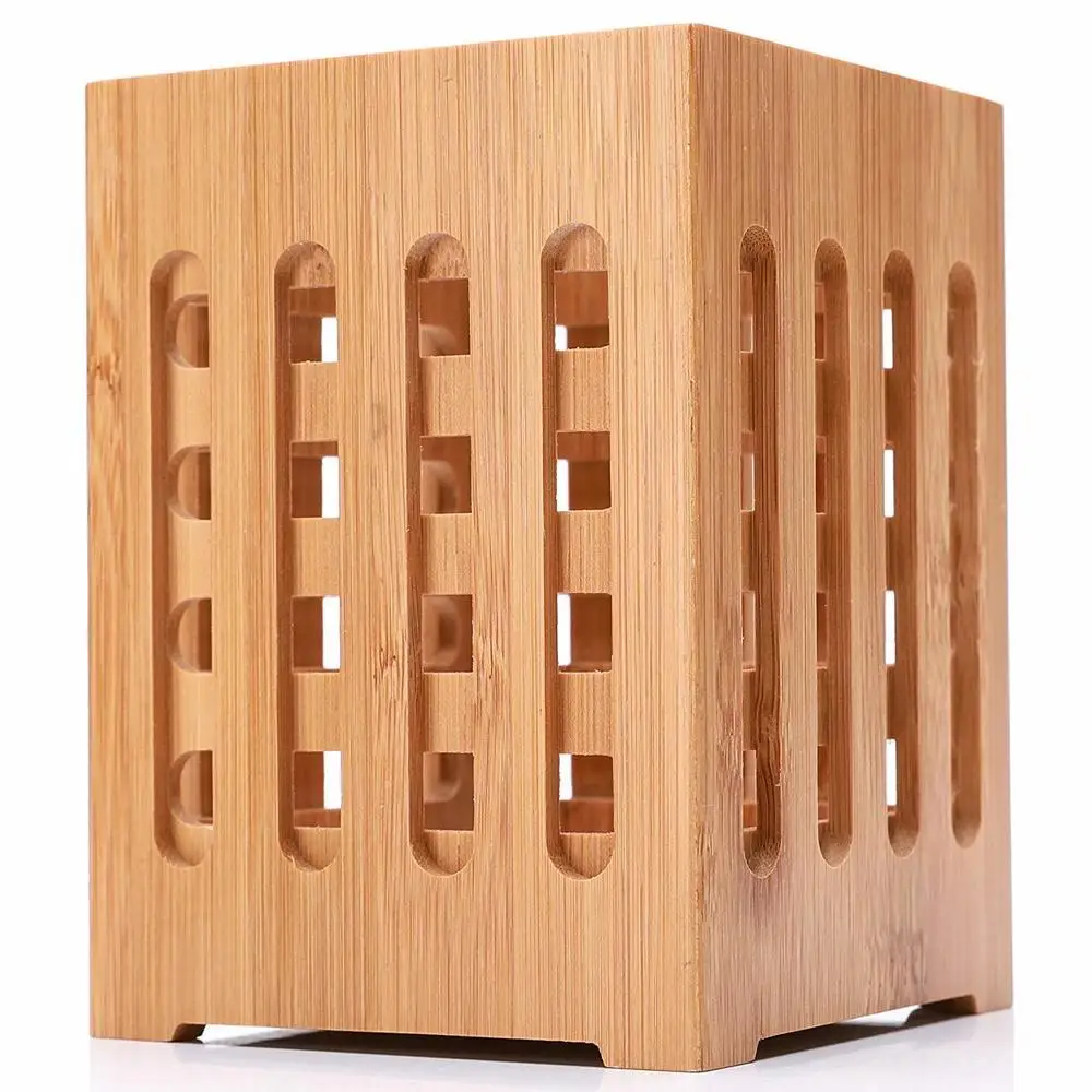 

Square Hollow Grid Bamboo Containers Kitchen Utensil Storage Bucket Kitchen Storage Container Storage Box Elegant Creative Gift