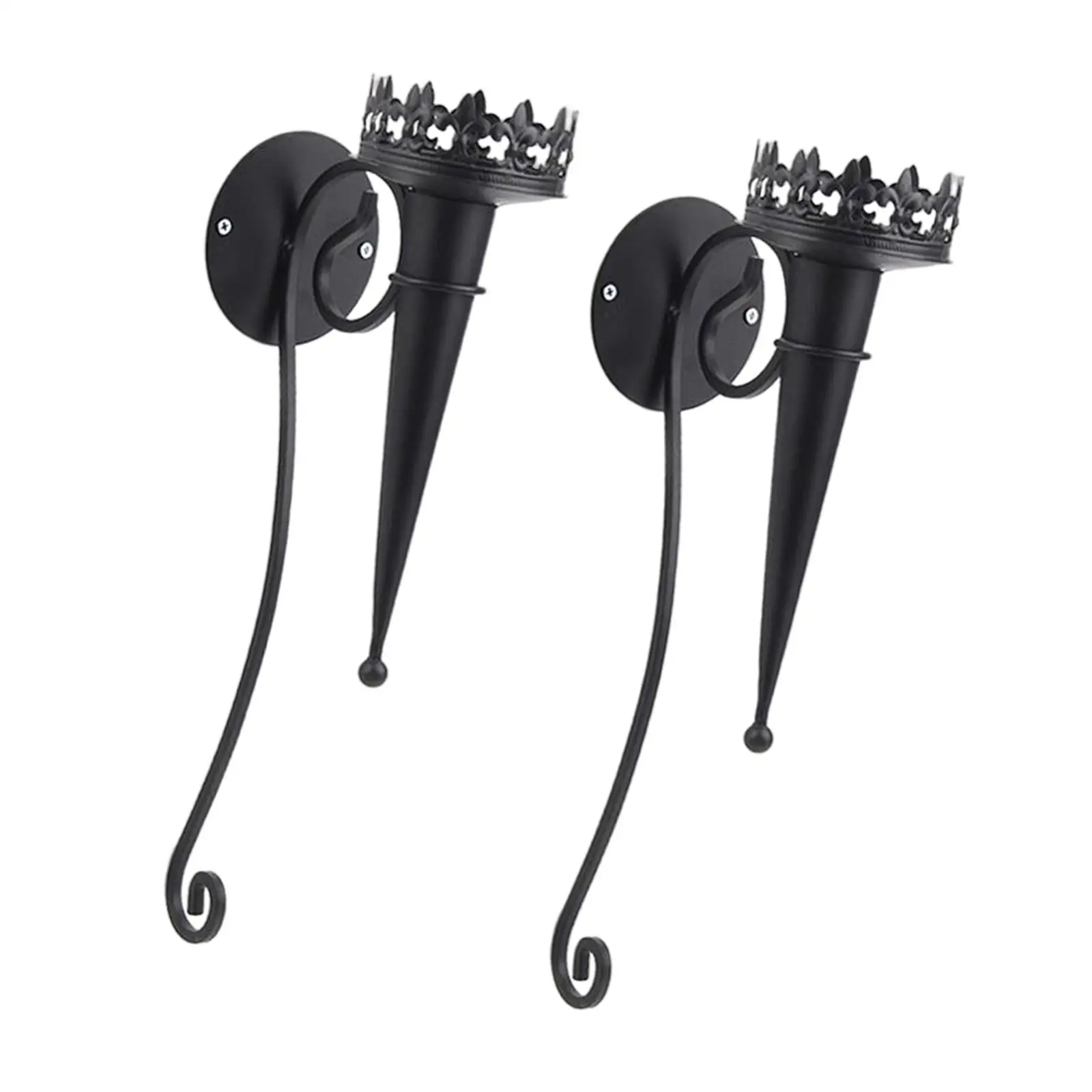 2Pcs Wall Candle Sconce Torch Style Metal Wall Art Wall Mounted Candlestick for Yard Porch