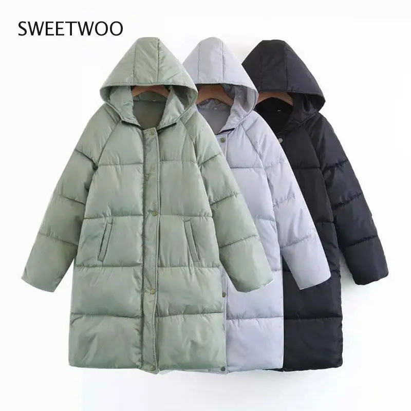 2022 Autumn Winter Coat Women Warm Long Down Jackets Women Long sleeve Hooded Thick Down Parka Women