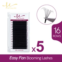 easy fan lashes faux mink eyelash extension fast bloom austomatic flowering self making volume soft natural makeup beauty