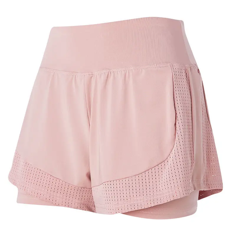 Anti-glare sports shorts women's loose and quick-drying outer wear summer high waist running fitness breathable yoga culottes