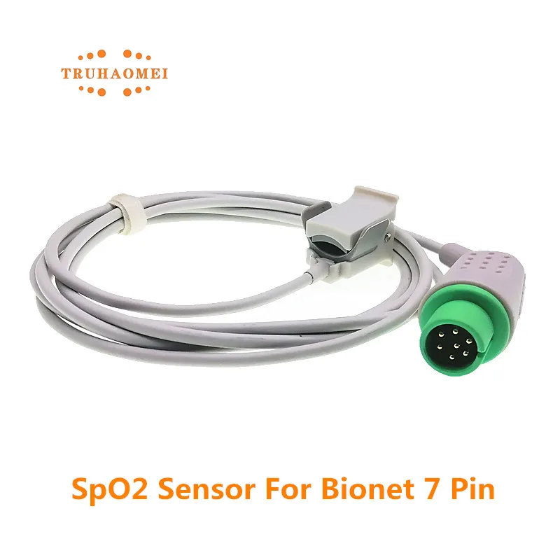 Фото 7-контактный круглый датчик SpO2, совместимый с Bionet BM3, BM5, BM7, многоразовый пульсоксиметр, датчик частоты пульса для новорожденных, детей, взрослых и ветеринарного использования. №5