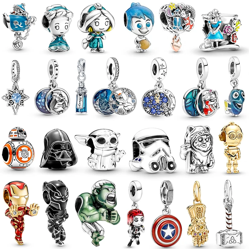 

plata de ley 925 original Disney Star Wars Charms Beads Fit Pandora Original Bracelet Women DIY Marvel Pendant Bead Jewelry 2022