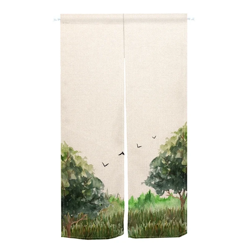 Занавеска на дверь с изображением леса и горных стен