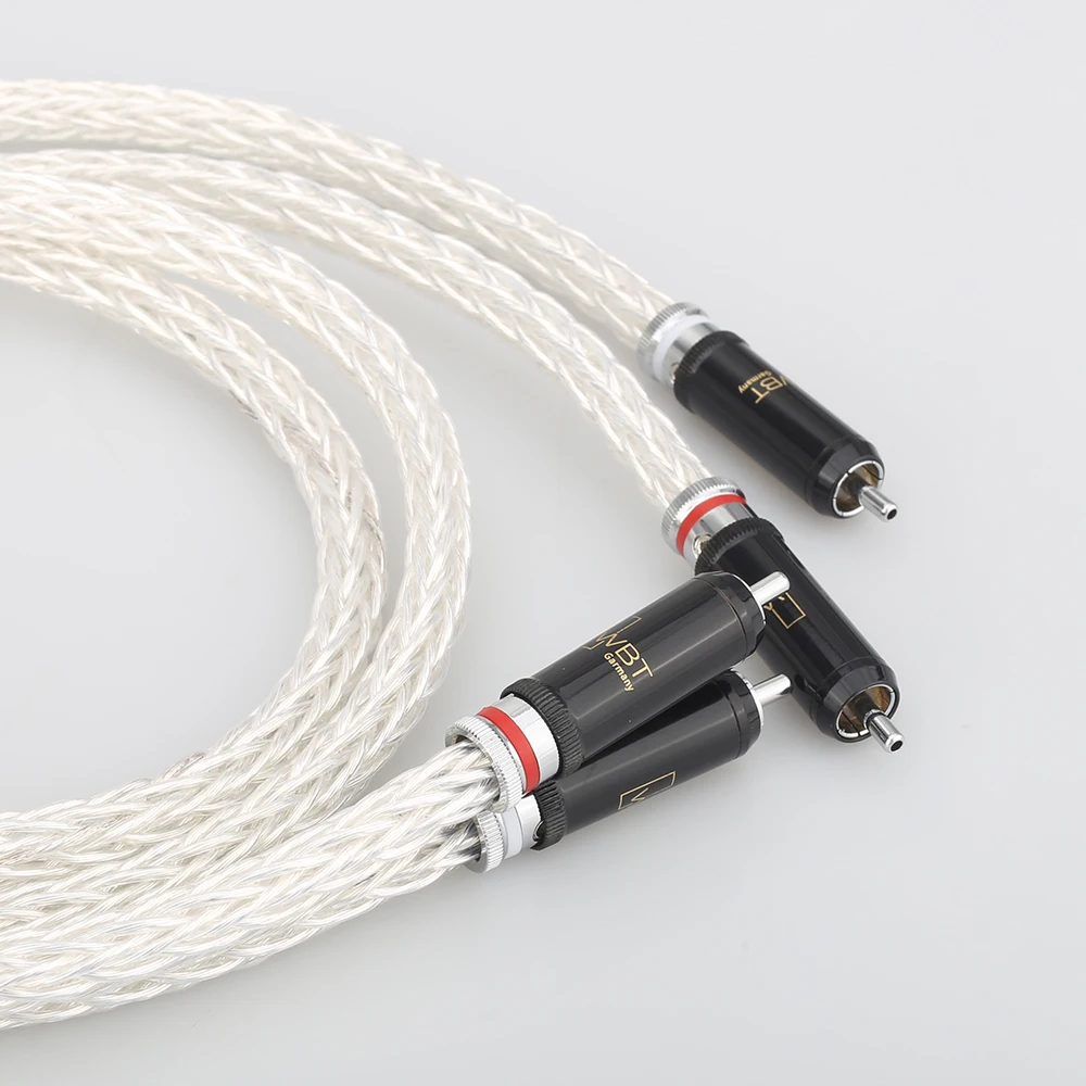 Высококачественный 8AG посеребренный OCC 16-жильный аудиокабель с WBT RCA разъемом